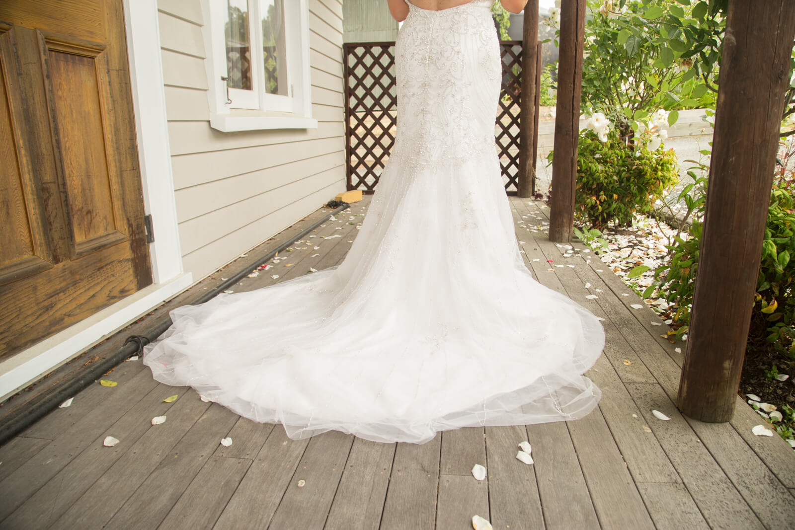 the wedding train of a bride