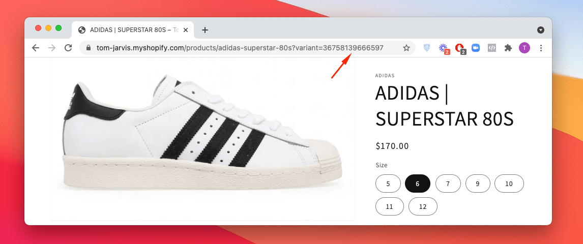 Locating variant ID in the product URL