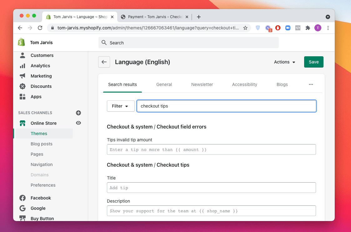 Changing the tipping wording in theme languages