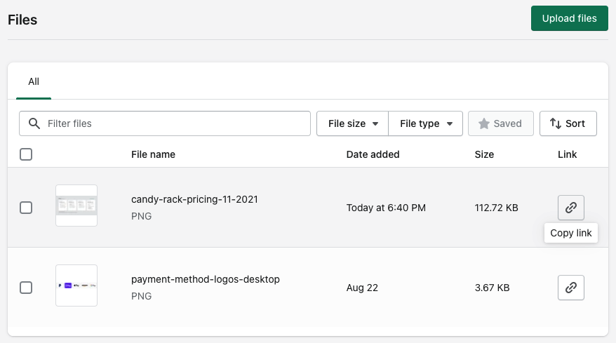 Uploading custom file via Shopify Files