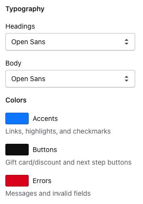 Changing colors and fonts in the Shopify checkout