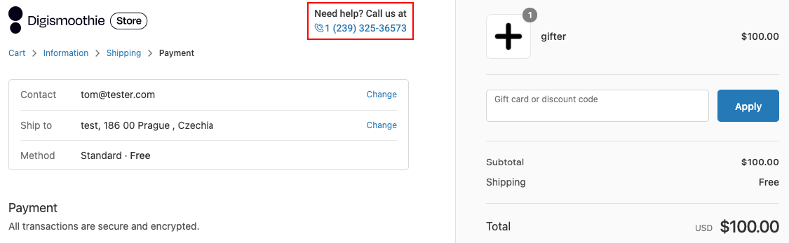 "Hacking" a store logo and adding contact information to the Shopify checkout