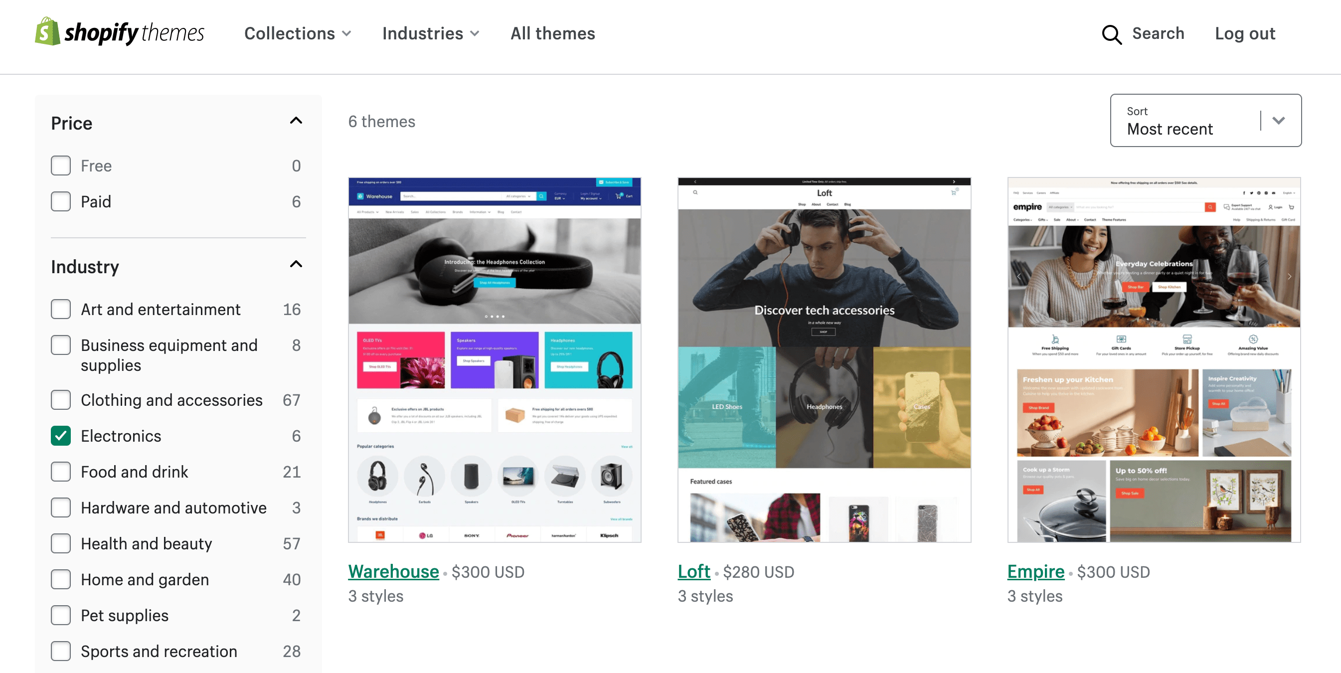 Shopify theme store filters