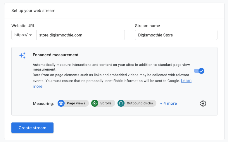 Creating web data stream