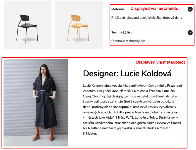 An example of using metafields and metaobjects on the product detail page