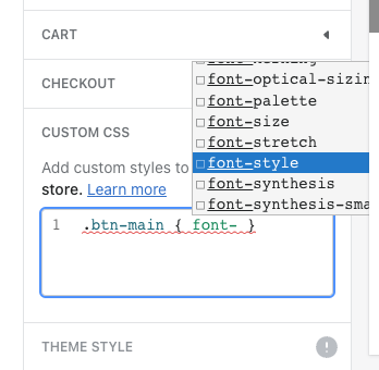 Adding custom CSS via Shopify theme editor