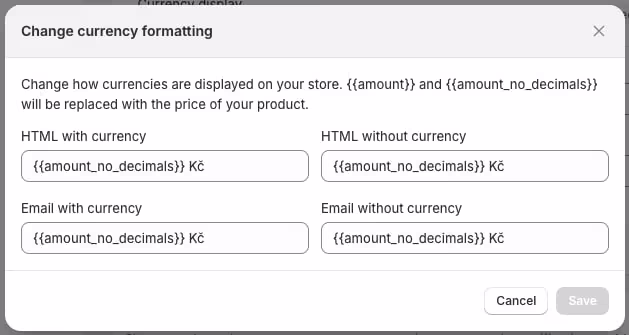 Changing the currency formatting for base currency of your store.