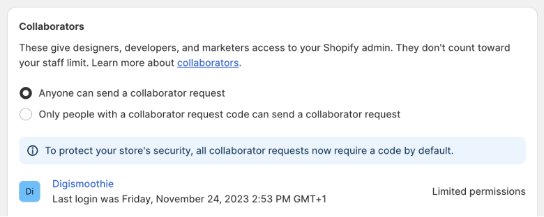 Disabling the collaborator request code