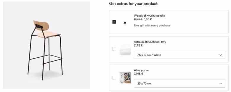 Example of the free gift preselected offer using Candy Rack app