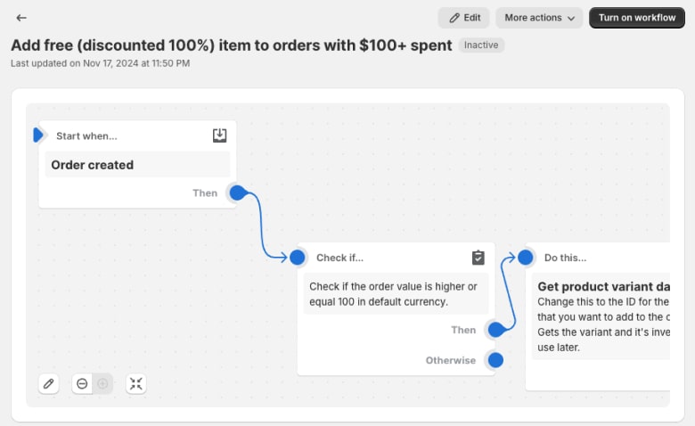 Añadir un producto gratuito al pedido usando Shopify Flow