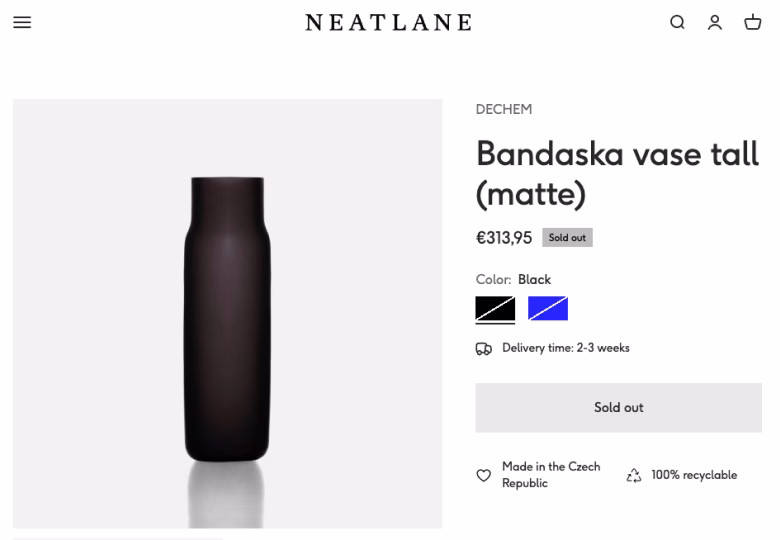 An example of the sold out product.