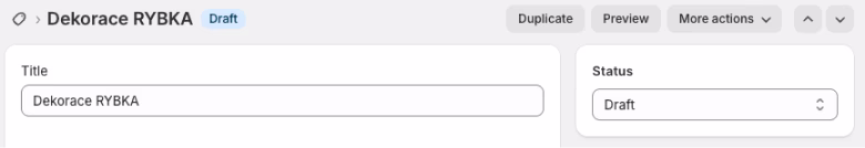 Setting product in the draft status.