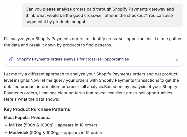 Asking Sidekick about good cross-sell offers in the checkout.