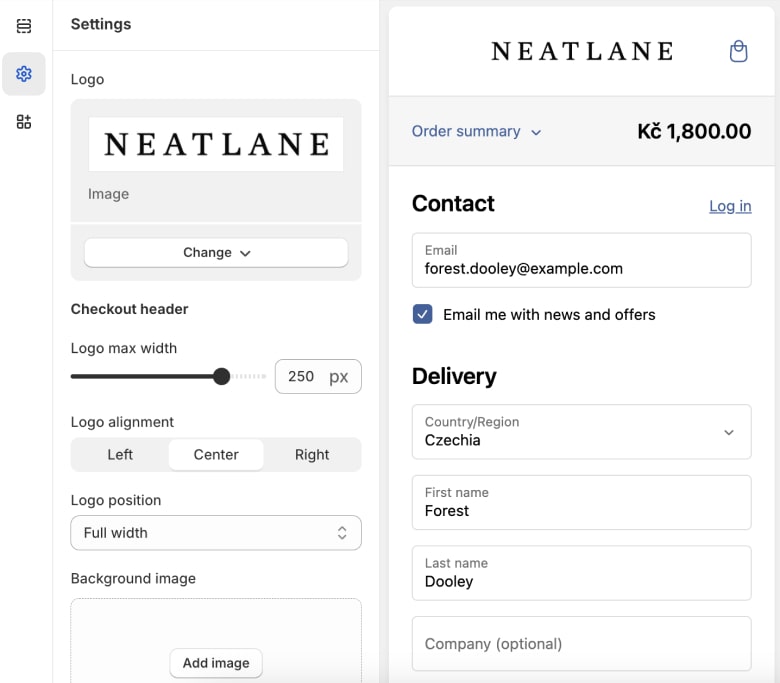 Shopify checkout editor.