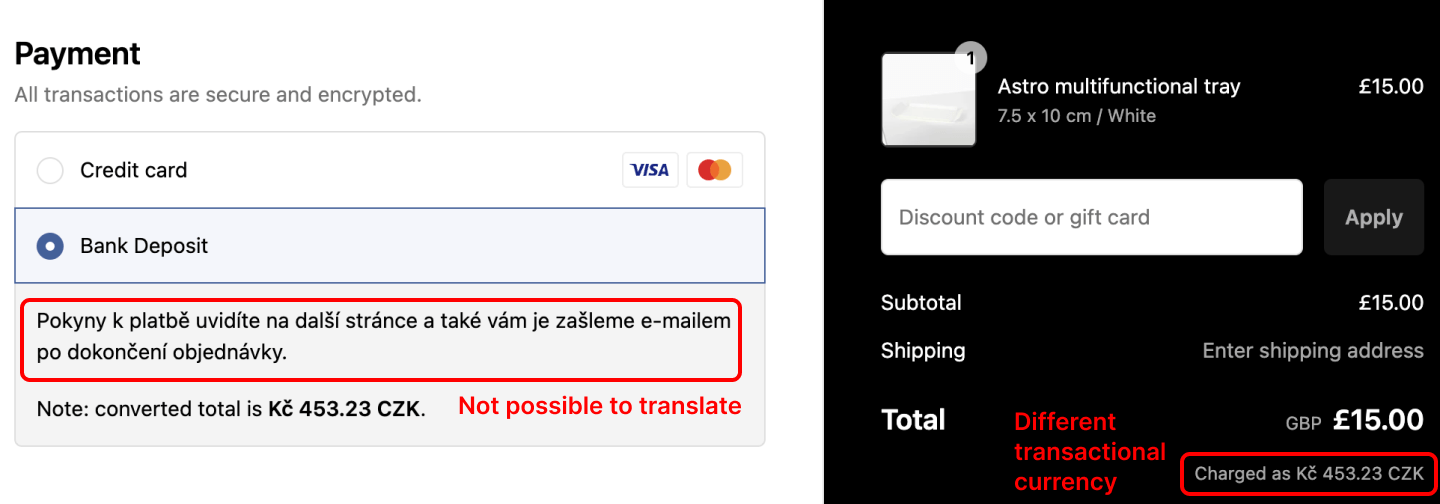 An example of the multi-currency issue in case of manual payments.