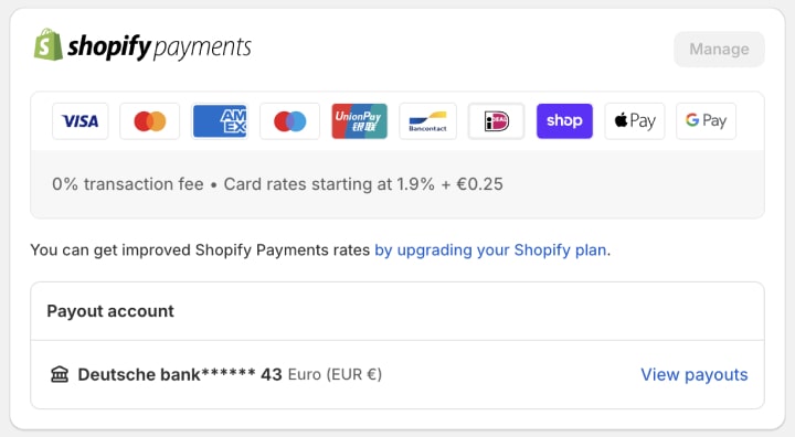 Using Shopify Payments in Europe.