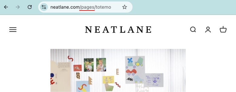 All pages will have "pages" in the URL in all your store languages.