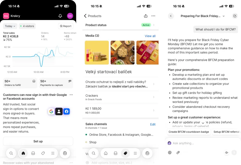 Shopify mobile app gives you everything to manage store on the go.