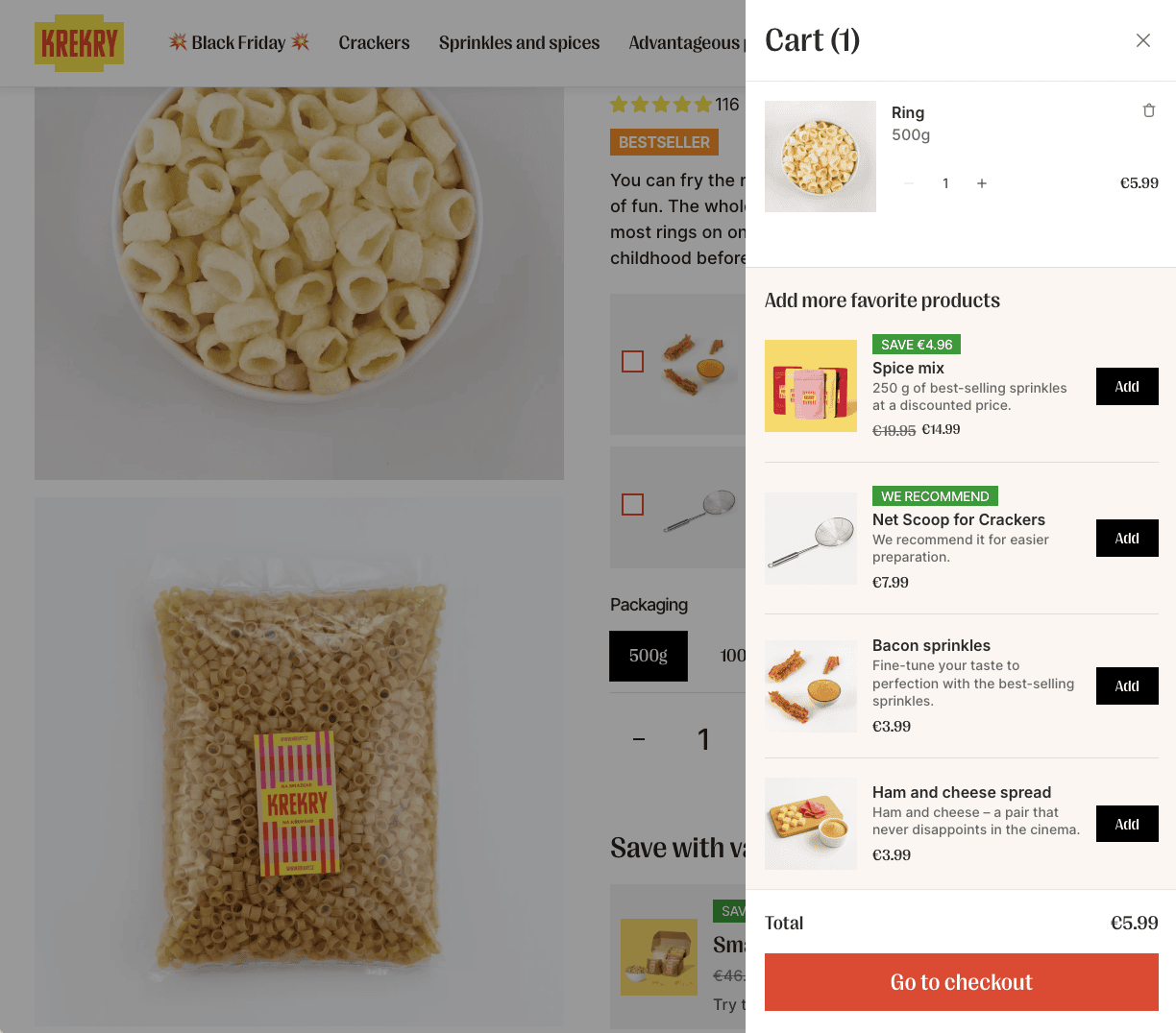 A slide cart with upsells on the store we manage.