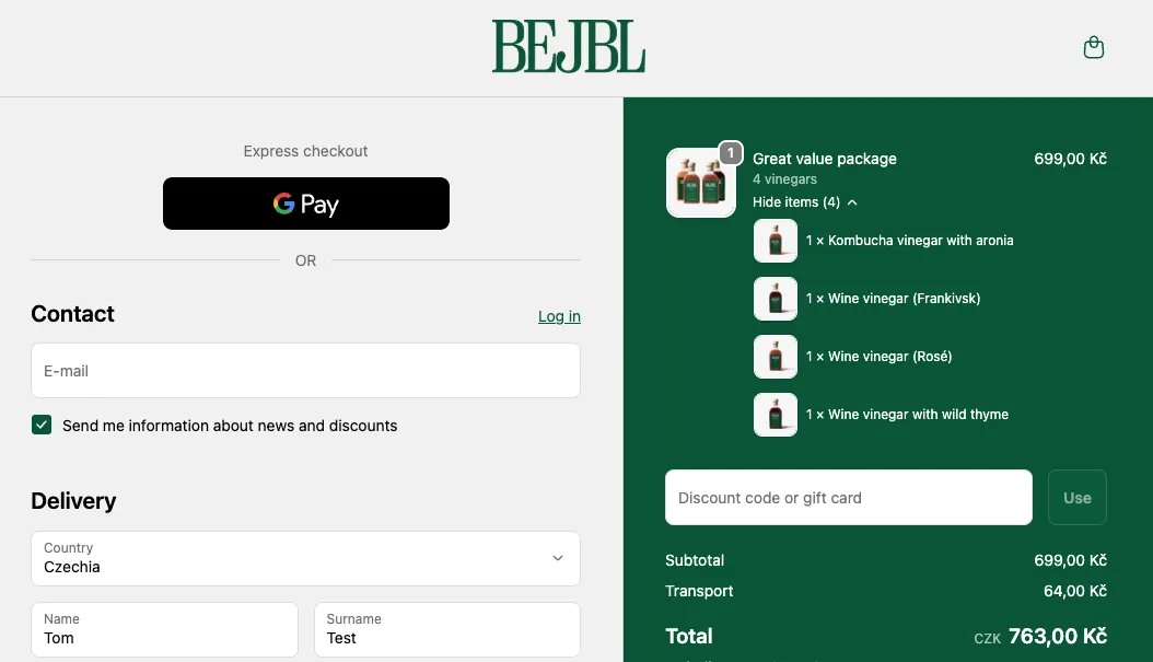 An example of the mix and match bundle in the checkout.