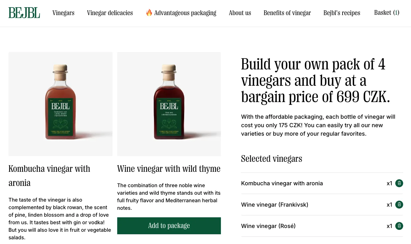 Our implementation of the custom bundle selection.