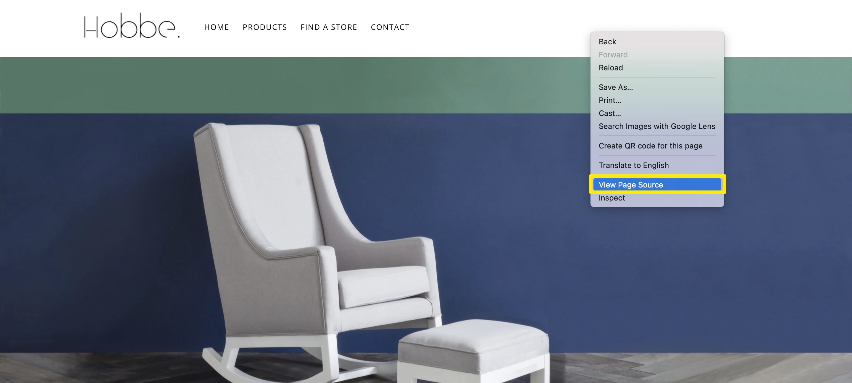 Option Afficher le code source de la page dans Chrome