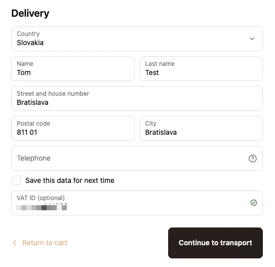 Native VAT ID validation inside the Shopify checkout.