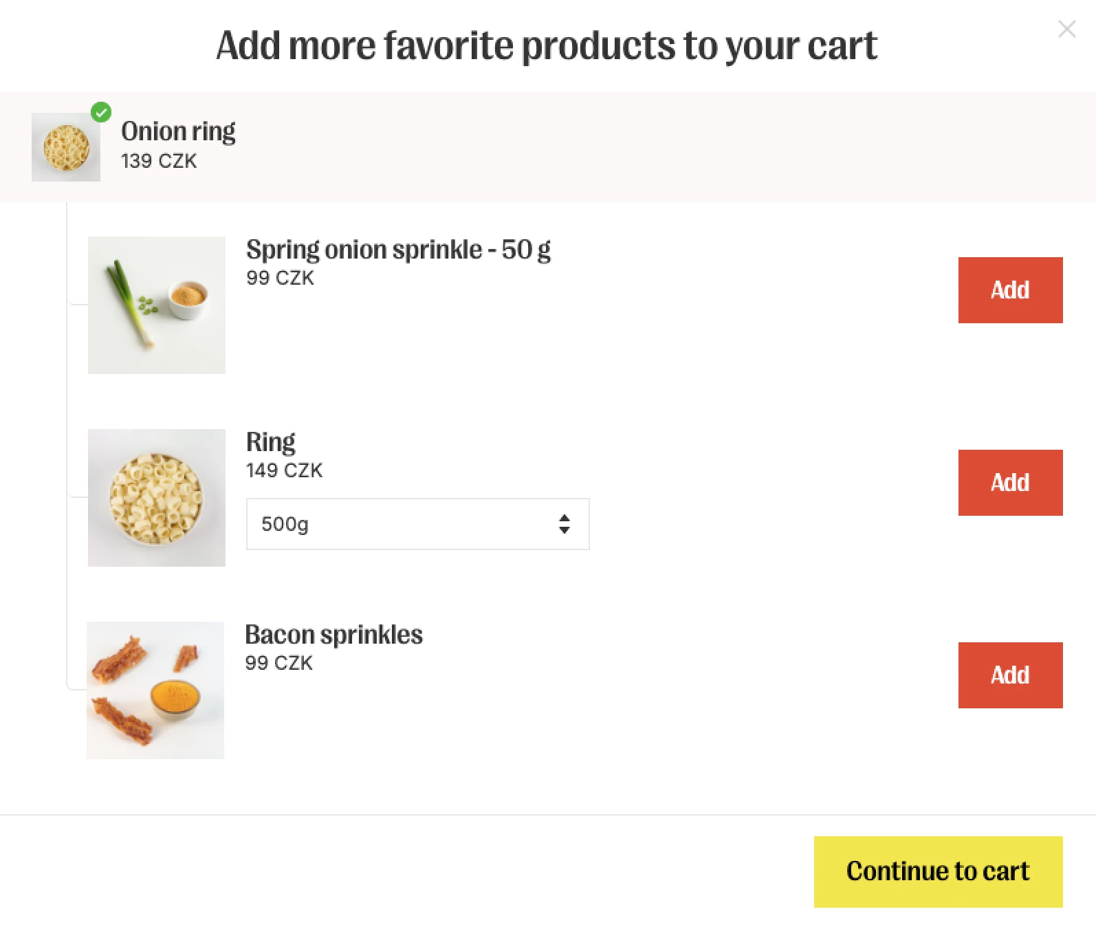 An example of Candy Rack recommendations that are balancing complementary products with related products.