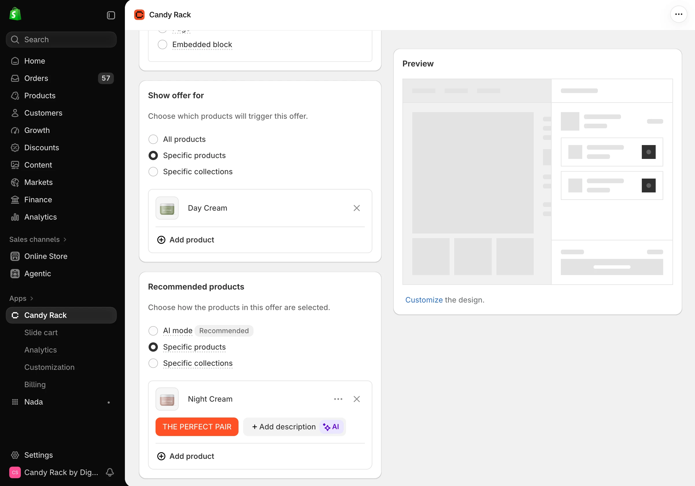 Creating a new line item upsell using Candy Rack admin.