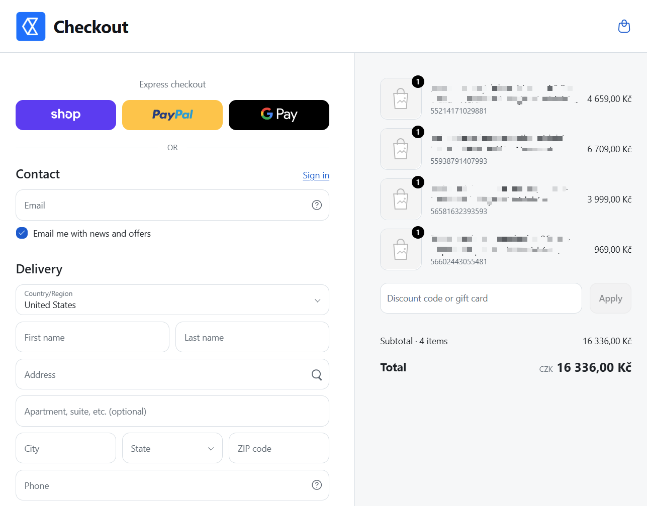 The fake Shopify checkout with Checkout.com logo.