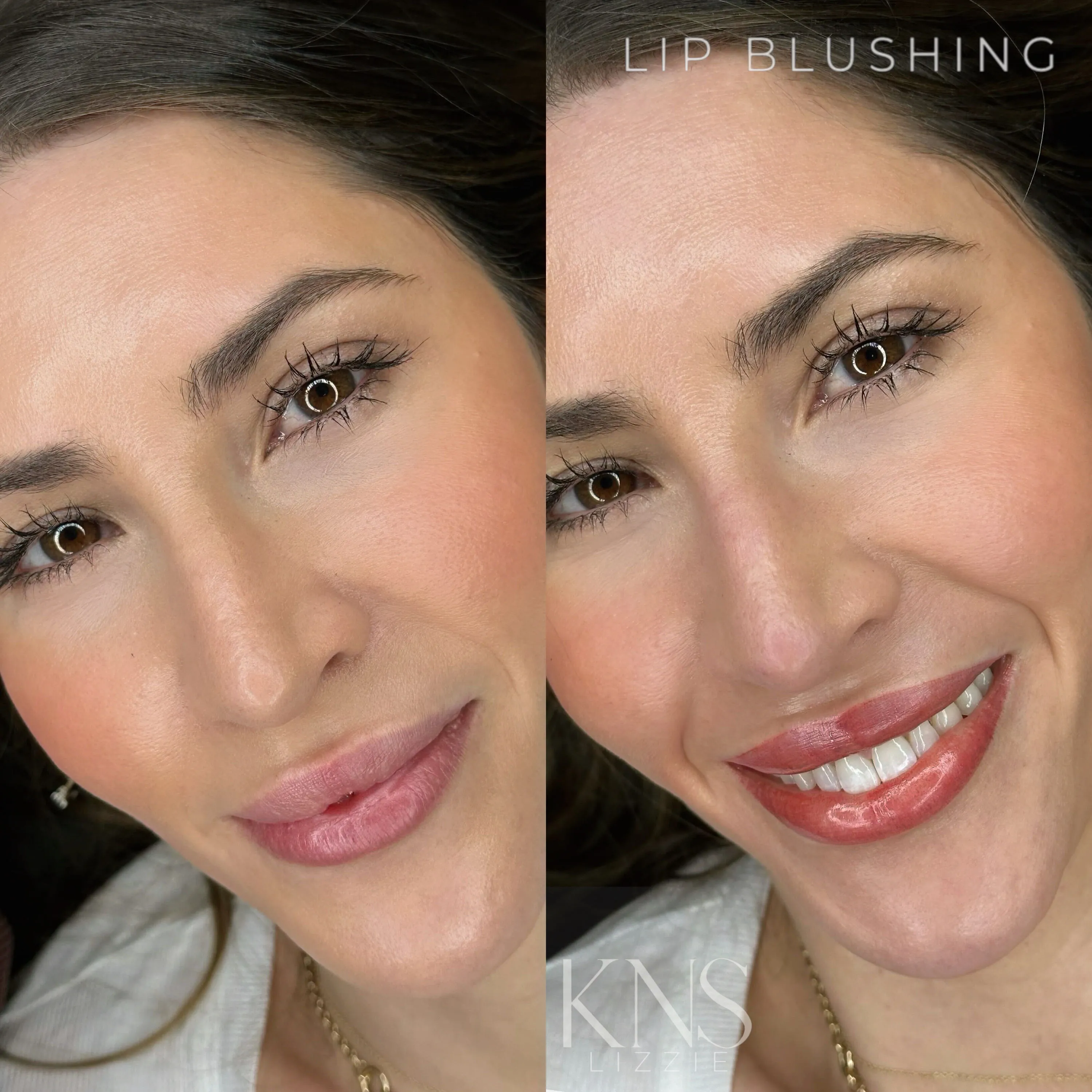 Lip blushing before-and-after — healed results at Kendra Neal Studio