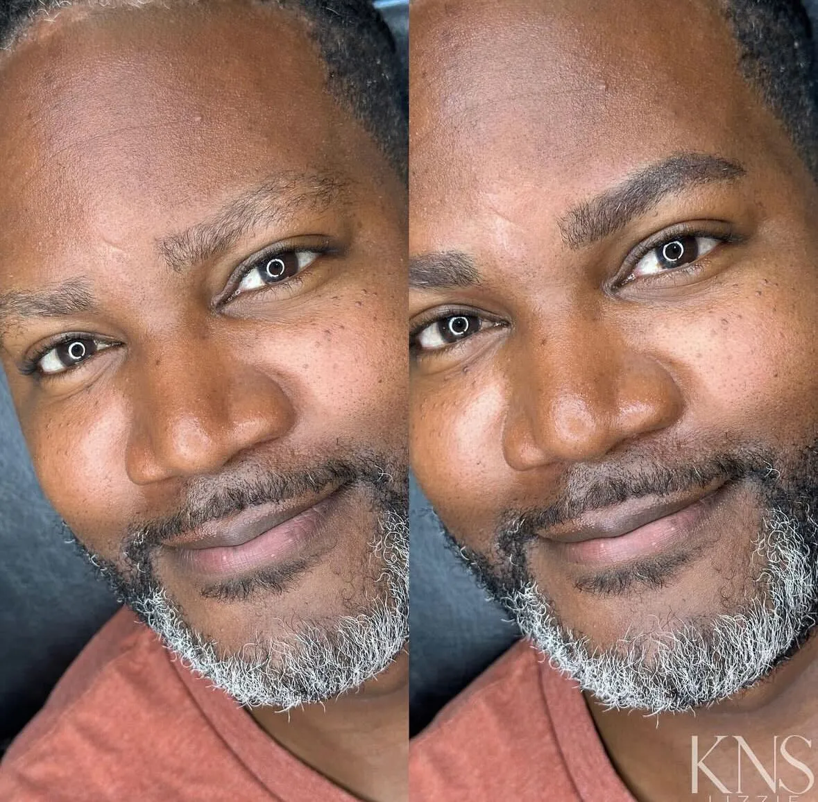 Men's powderbrow before-and-after — healed results at Kendra Neal Studio