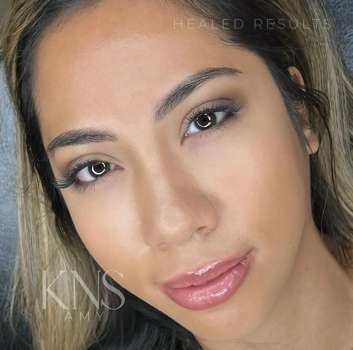 Powderbrow before-and-after for thin eyebrows — healed results at Kendra Neal Studio