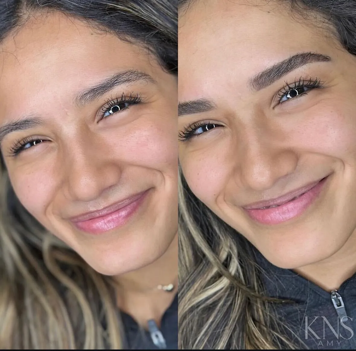 Powderbrow before-and-after for thin eyebrows — healed results at Kendra Neal Studio