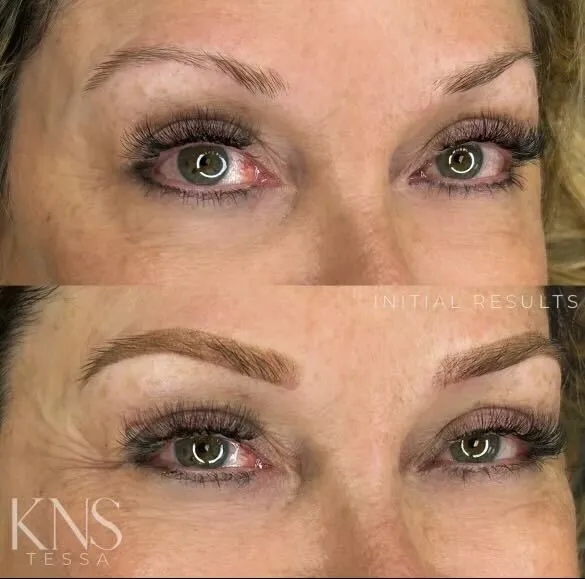 Powderbrow initial results on a mature client with faint eyebrows — Kendra Neal Studio