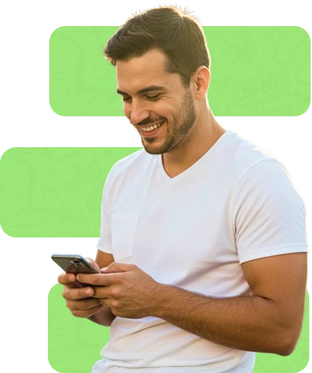 Cliente feliz com mensagem do Posto de Combustivel com promoção exclusiva.