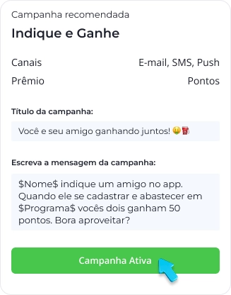 Campanha recomendada sendo editada - Plataforma de Campanhas ClubPetro