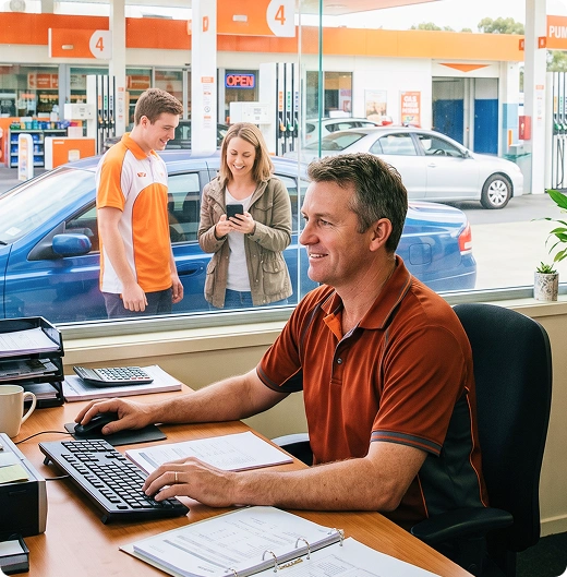 revendedor analisando os dados positivos do posto