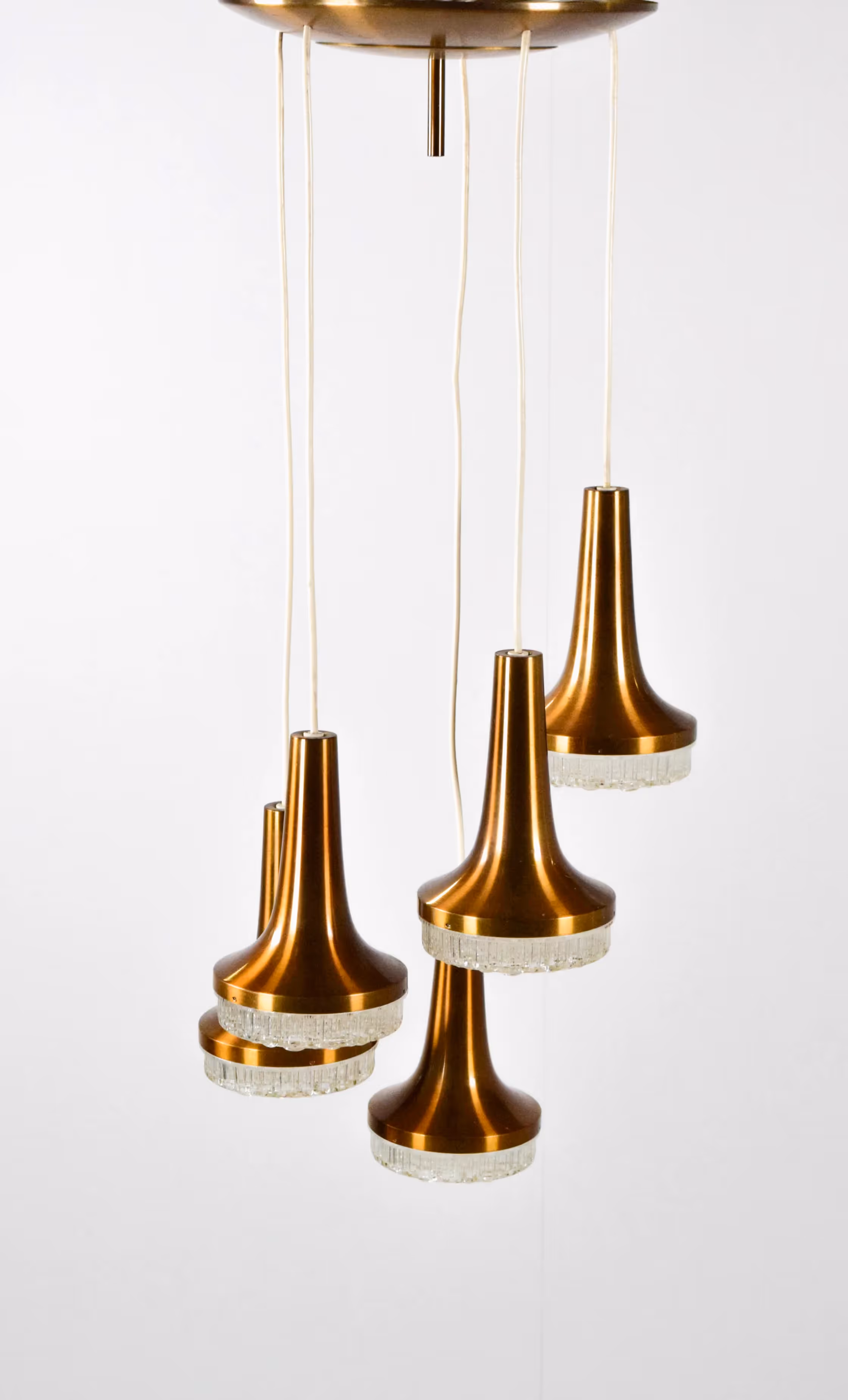 Stilux Milano Chandelier with Copper and Crystal Glass, Mid-Century Italian Design