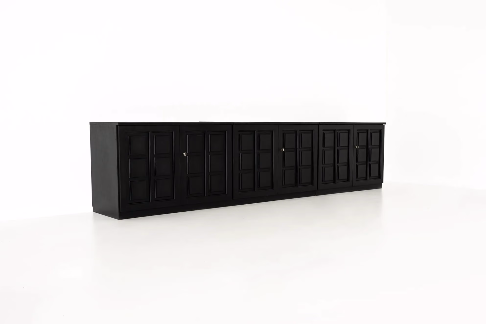 Black Brutalist Sideboard in the style of De Coene, 1980s