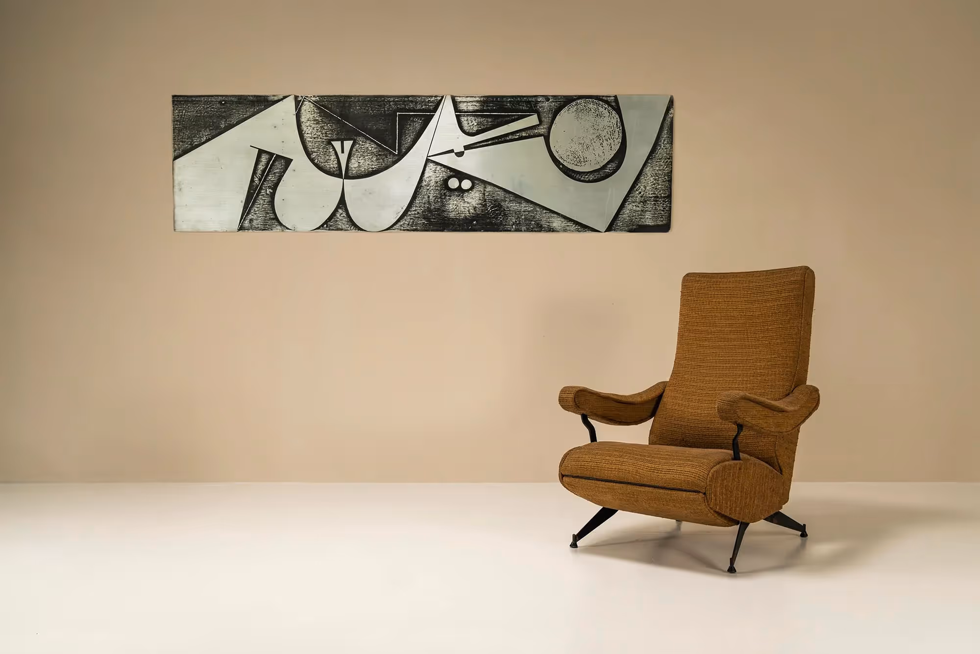 Nerone & Patuzzi Zinc Headboard Panel, Italy 1970s