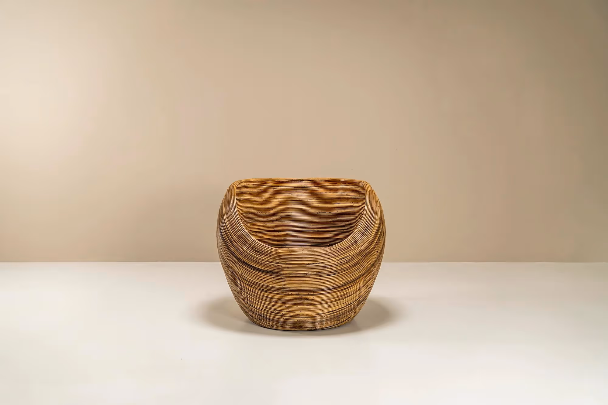 Light Brown Rattan Chair In The Style Of Vivai del Sud, Italy 1970s 