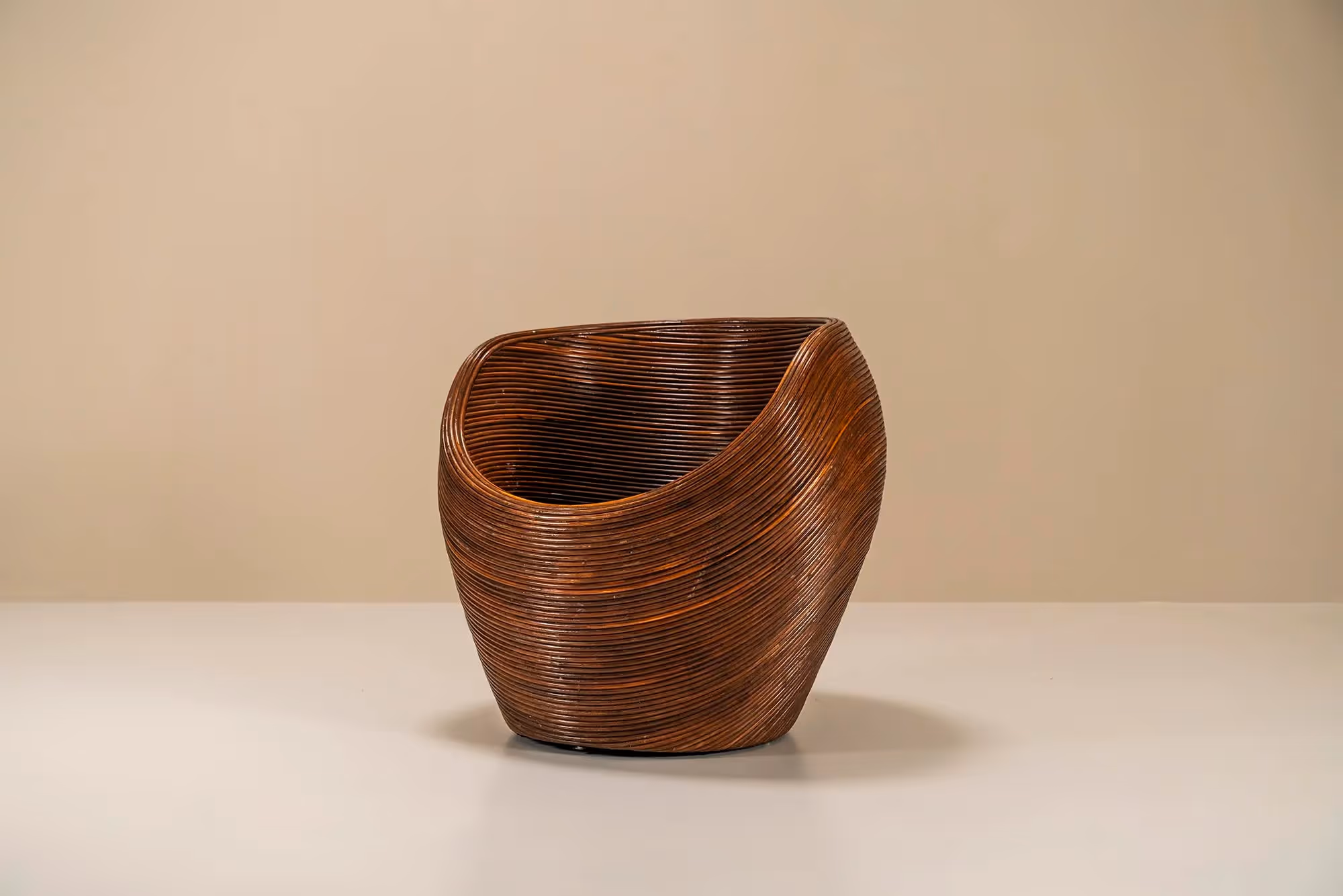 Dark Rattan Pod Chair In The Style Of Vivai del Sud, Italy 1970s