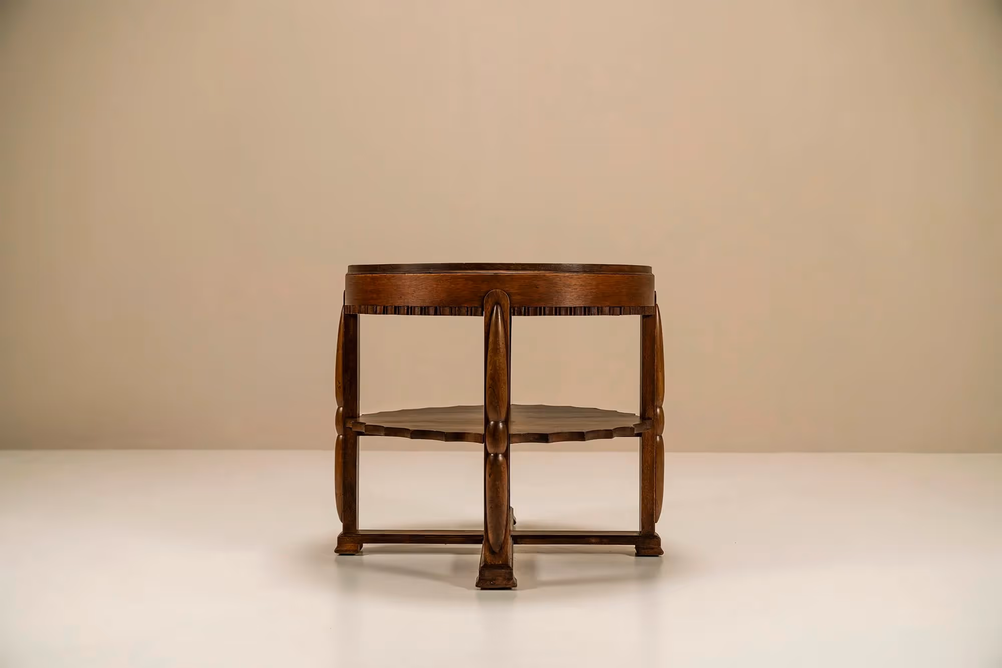 Round Amsterdam School Side Table In Oak, Netherlands 1930s