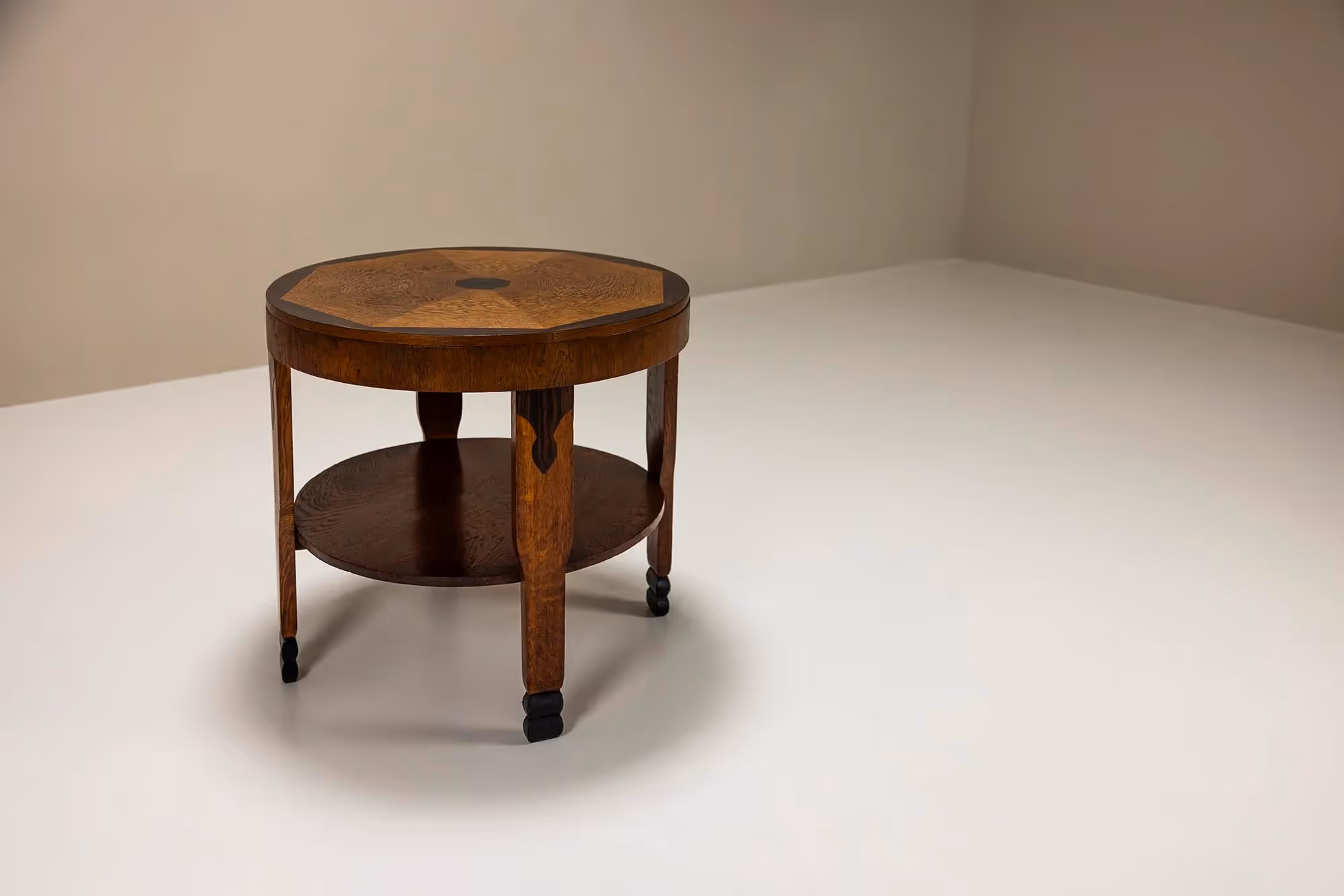Amsterdam School Coffee Table in Oak and Coromandel Details, 1930s