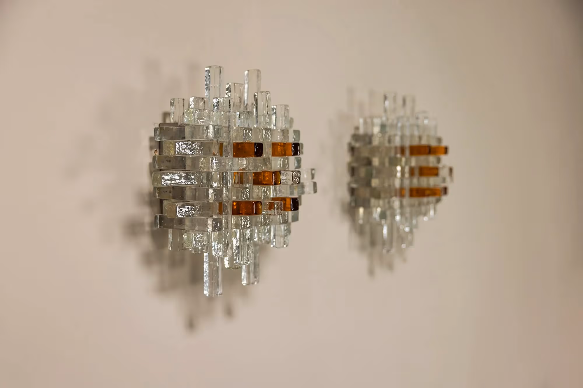 PoliArte Set of Wall Sconces in Murano by Albano Poli, Italy 1970s