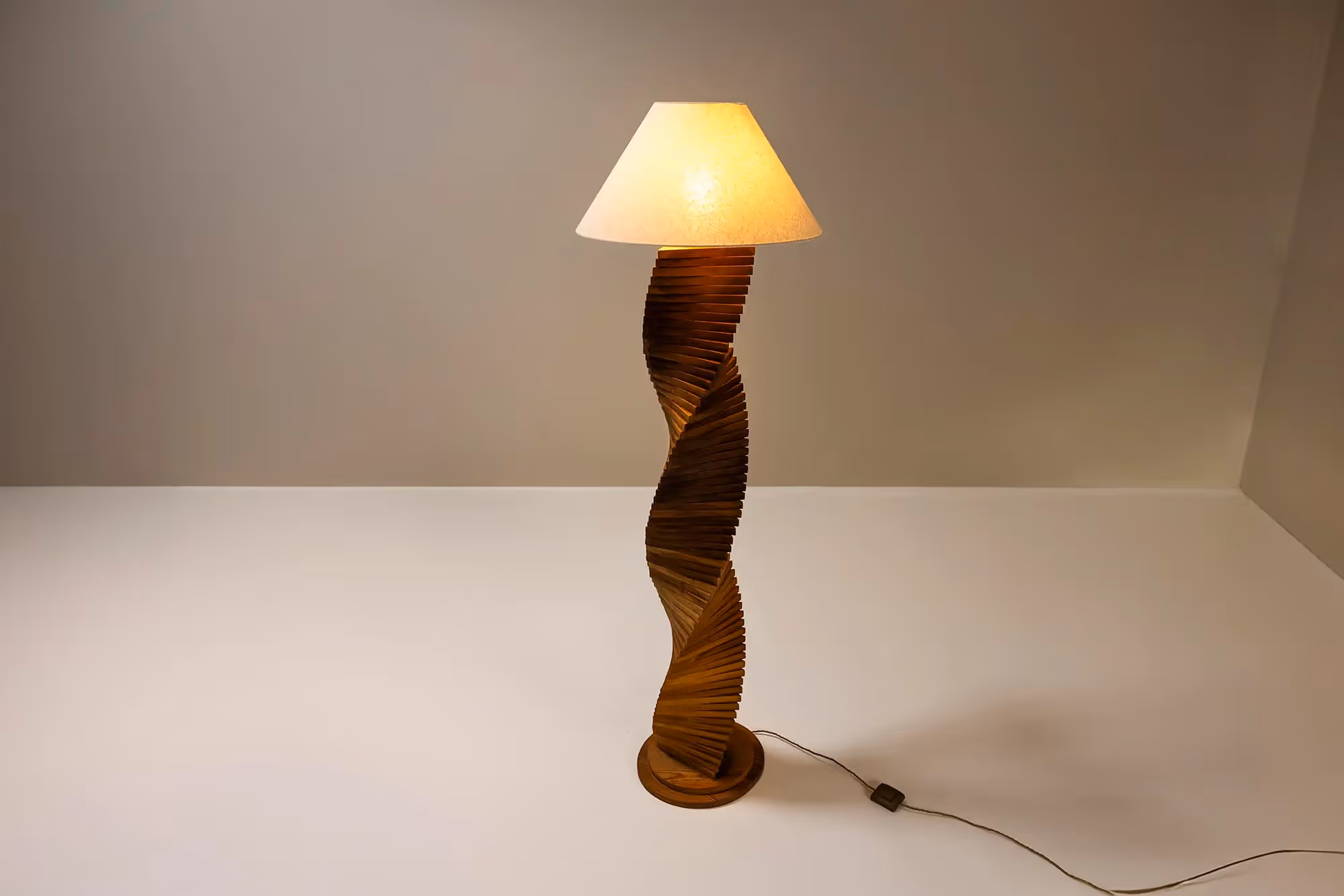 Floorlamp "Il Triangolo" In Pine By Mario Ceroli, Italy 1970's