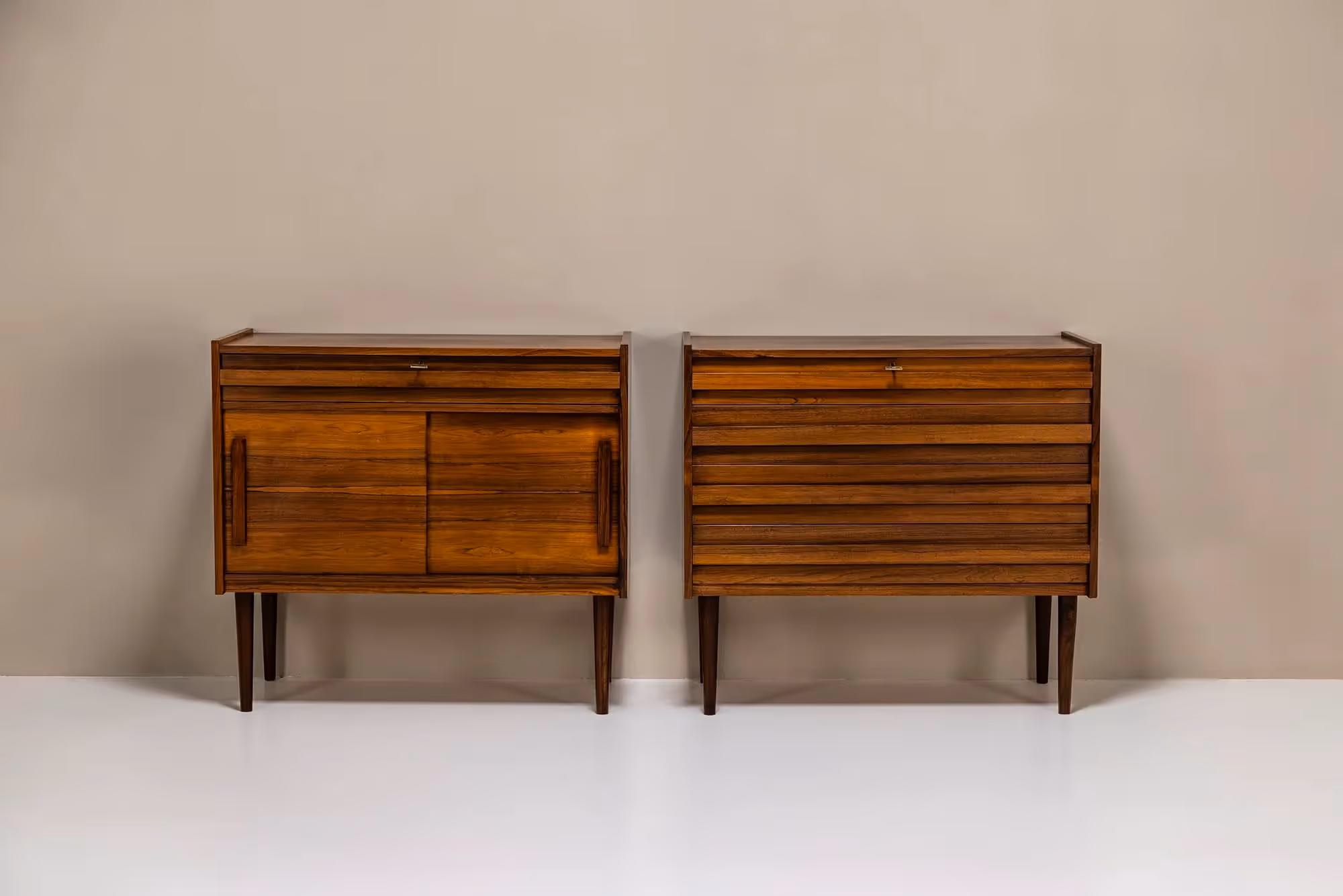 Set Of Two Vintage Cabinets In Veneered Rosewood, Denmark 1960s