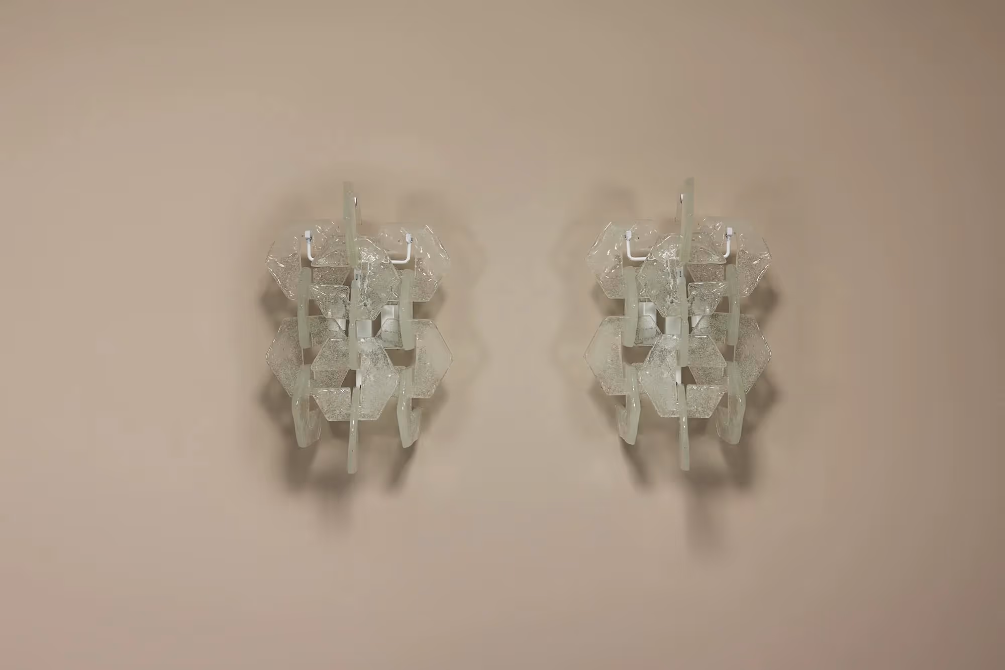 Set of Two Carlo Nason Wall Appliques in Murano Glass for Mazzega, Italy 1970s