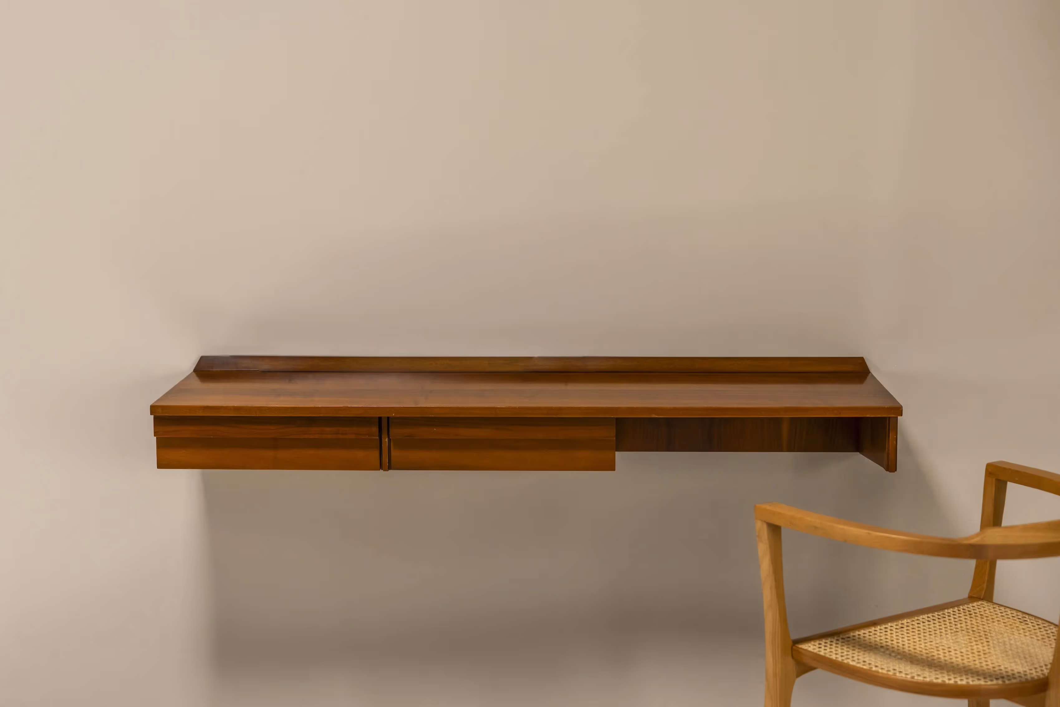 Free-hanging Console or Desk In Walnut, Italy 1960's